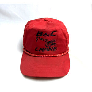 Vintage B & C Crane Shop Embroidered Service Truckers Hat Red Gainesville FL